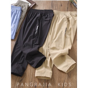 Boys' Anti-Mosquito Pants Summer Thin Style for Older Children 2025 Summer Ice Silk Children's Straight Quick-Dry Pants