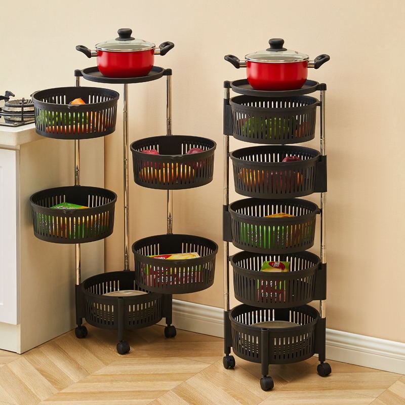 주방 수납 선반 가정용 과일 및 야채 수납 바닥 회전 과일 분해 다층 야채 식료품 수납 선반 수납