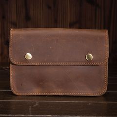 Men's Genuine Leather Waist Bag 7-inch 8-inch Phone Bag Pantyhose Bag Construction Site Street Vendor Practical Crazy Horse Leather Top Grade Calfskin