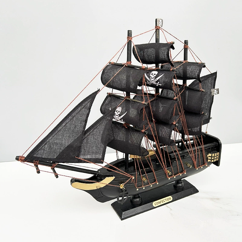 Черные бусины, Пираты Карибского моря, деревянная модель корабля из натурального дерева, ретро столярное