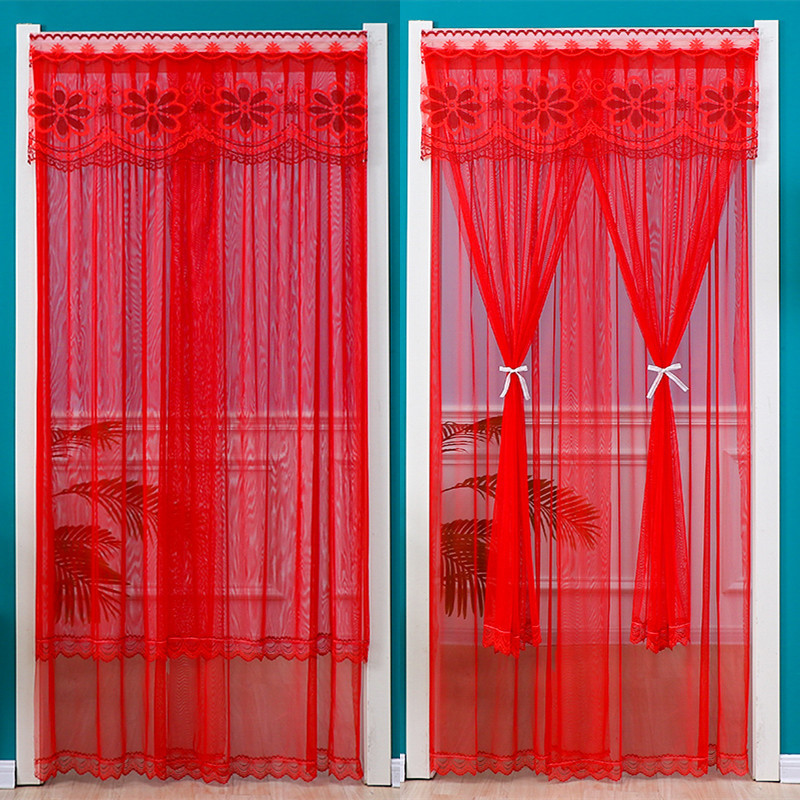 Wholesale Wedding Red Punch-Free Anti-Mosquito Door Curtain Fabric Lace Household Partition Curtain Curtain Decorative Gauze Curtain Wholesale Wedding Red Punch-Free Anti-Mosquito Door Curtain Fabric Lace Household Partition Curtain Curtain Decorative Gauze Curtain