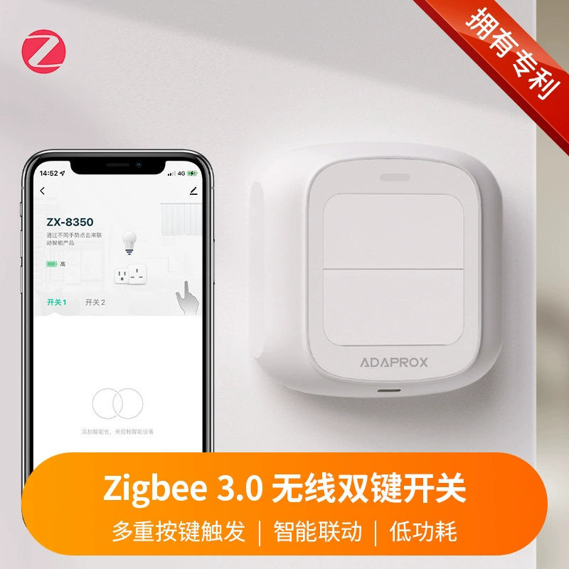 Zigbee 3.0 Беспроводной пульт дистанционного управления с двумя клавишами, беспроводной интеллектуальный переключатель с двойным управлением, домашняя прикроватная машина для пальцев