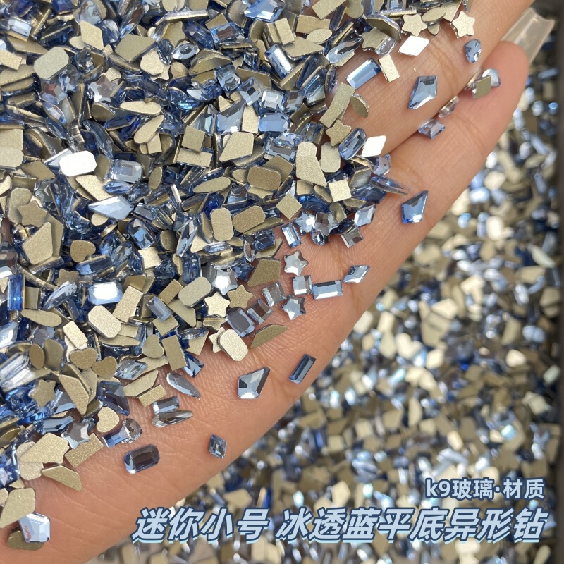 Light blue flat shaped nail drill mini small size love butterfly light blue flash nail drill nail jewelry