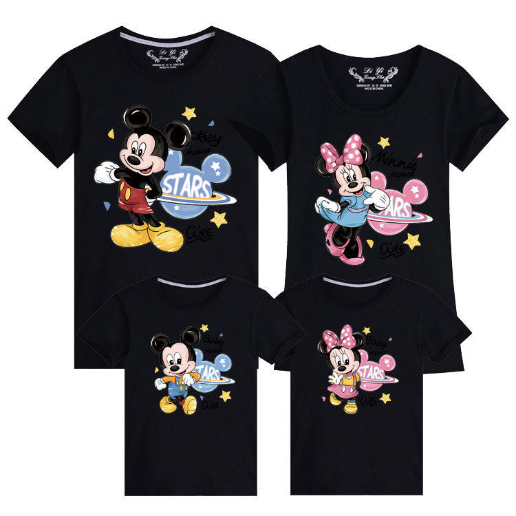 Padre-hijo de manga corta familia de tres bocas cuatro bocas decoración del hogar global Mickey actividad clase ropa madre-hijo Camiseta de mujer moda