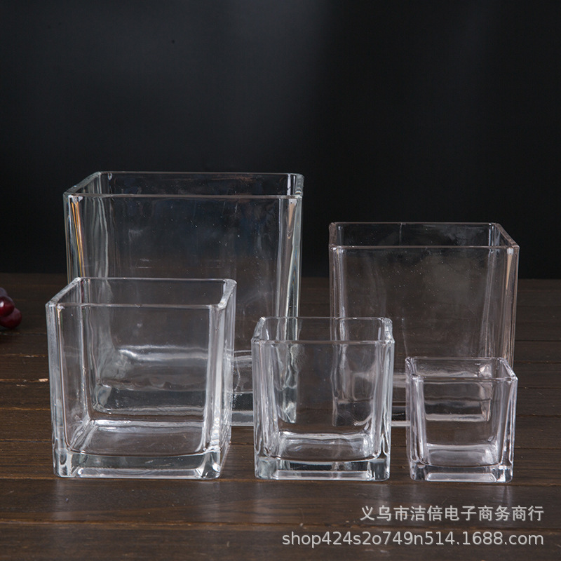 简约方缸工艺品 多规格玻璃水培 创意花盆居家摆件多规格水培方缸