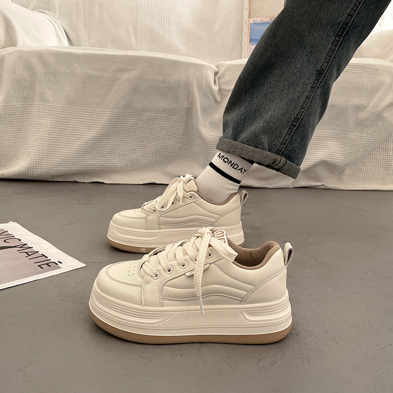 Baskets Blanches À Plateforme Pour Femme Style Décontracté Chic_voghion.com
