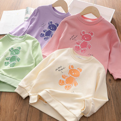 Women's and Girls' Spring and Autumn Thin T-shirt for Children - New Round Neck Top for Girls and Big Kids - 2022 Autumn Style with Cartoon Design