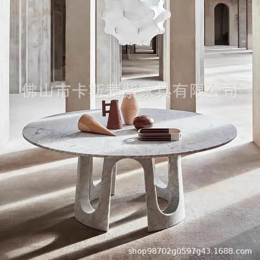 Mesa de comedor de lujo nórdico diseñador redondo moderno simple mesa de reunión de oficina de mármol de madera sólida
