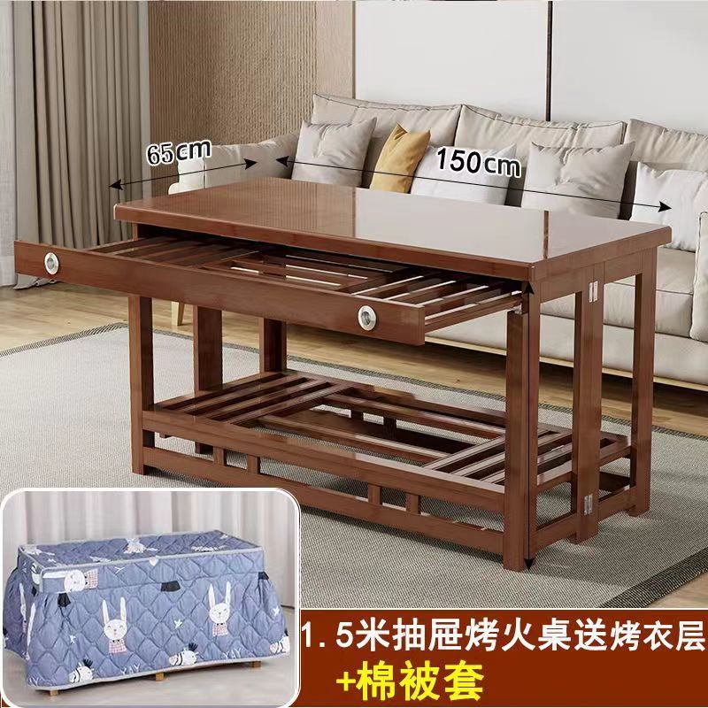 Brown 1.5m Nanzhu [Drawer Style + Cotton Quilt]