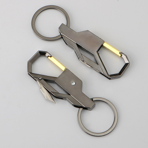 Car keychain multifunctional with knife, detachable box skin waist hang engraved keychain accessory, supports customization