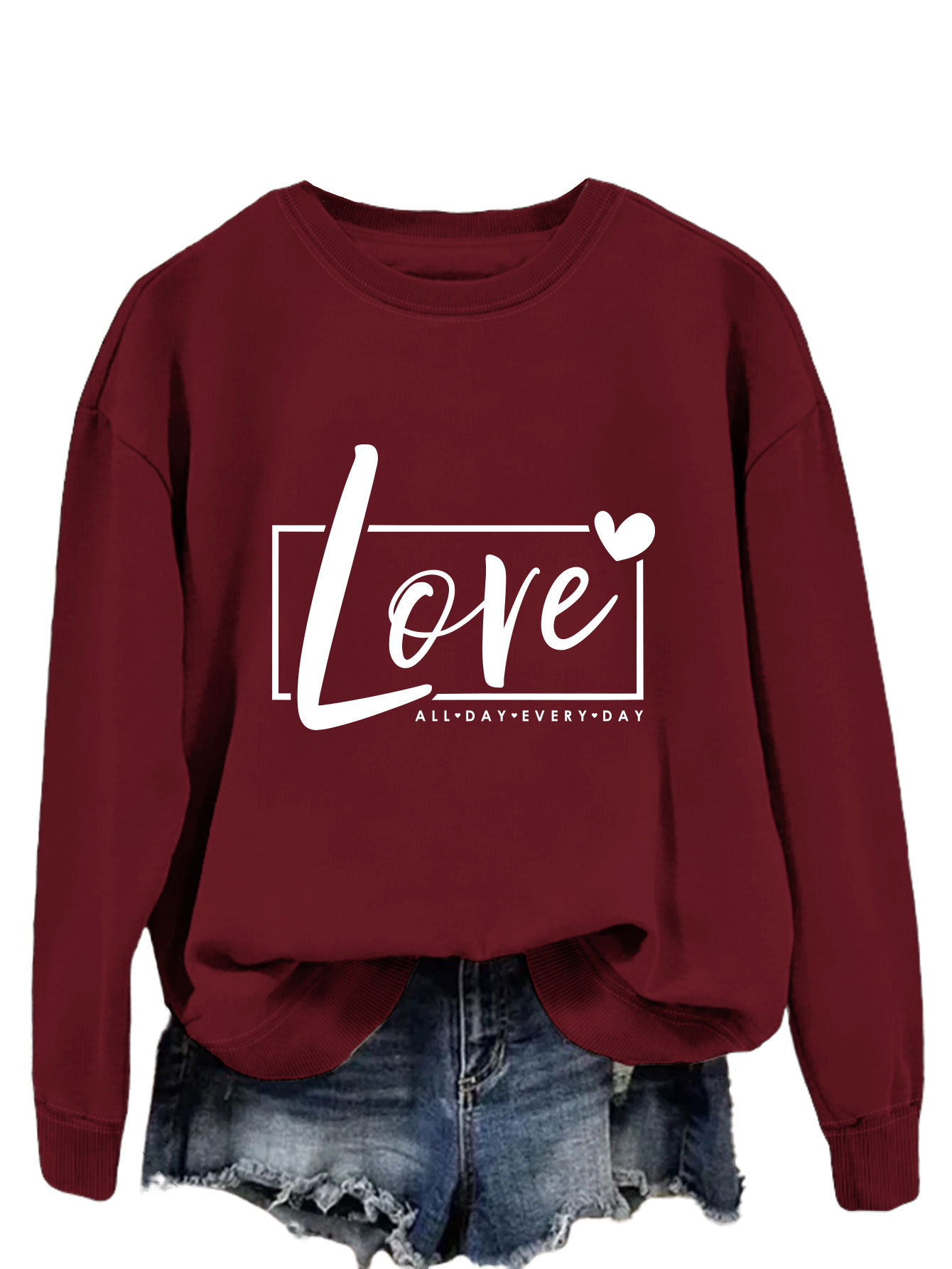 Women's Hoodies Long Sleeve Printing Basic Streetwear Letter Heart Shape display picture 40