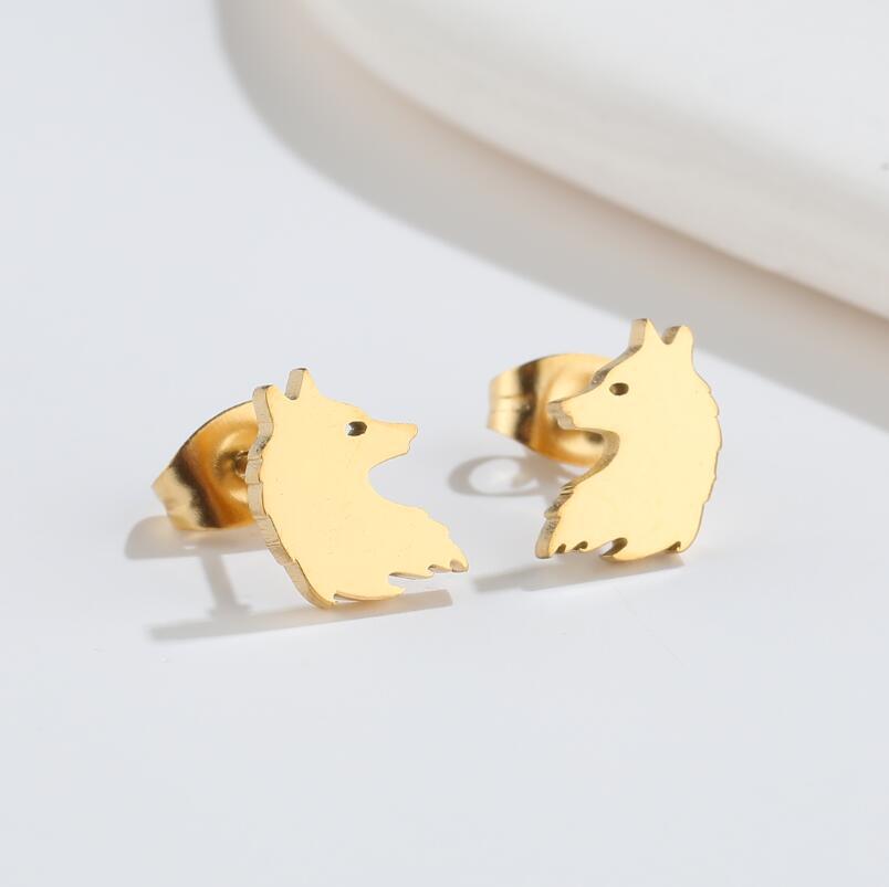2g Weight Vacuum Plating Gold Plating Process 316 Stainless Steel Ear Needle Material 18K Gold Plated Plating Material 1 Pair Simple Style Wolf 304 Stainless Steel 18K Gold Plated Ear Studs