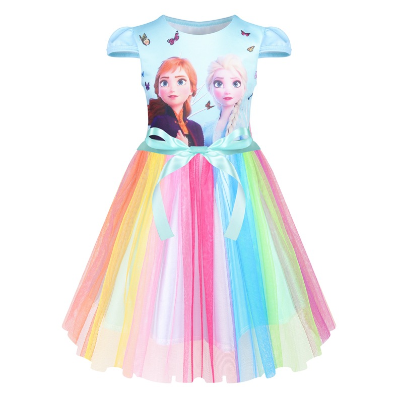 2020 Large girl new pattern Snow Aisha Princess Anne Sisters half sleeve colour Jacobs Princess Dress Y12