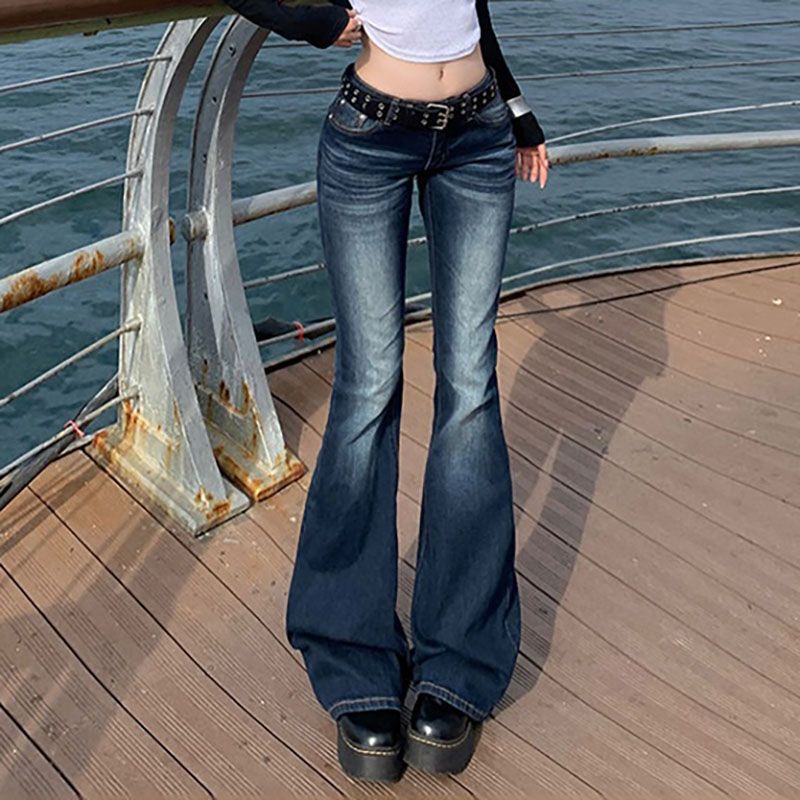 Plus-size straight-leg jeans for petite women, new summer style with adjustable design, high-waisted, loose-fitting, slimming, wide-leg trousers
