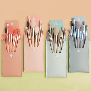 8-Piece Mini Makeup Brush Set Morandi Portable Soft-Bristled Beginner Beauty Tool Set