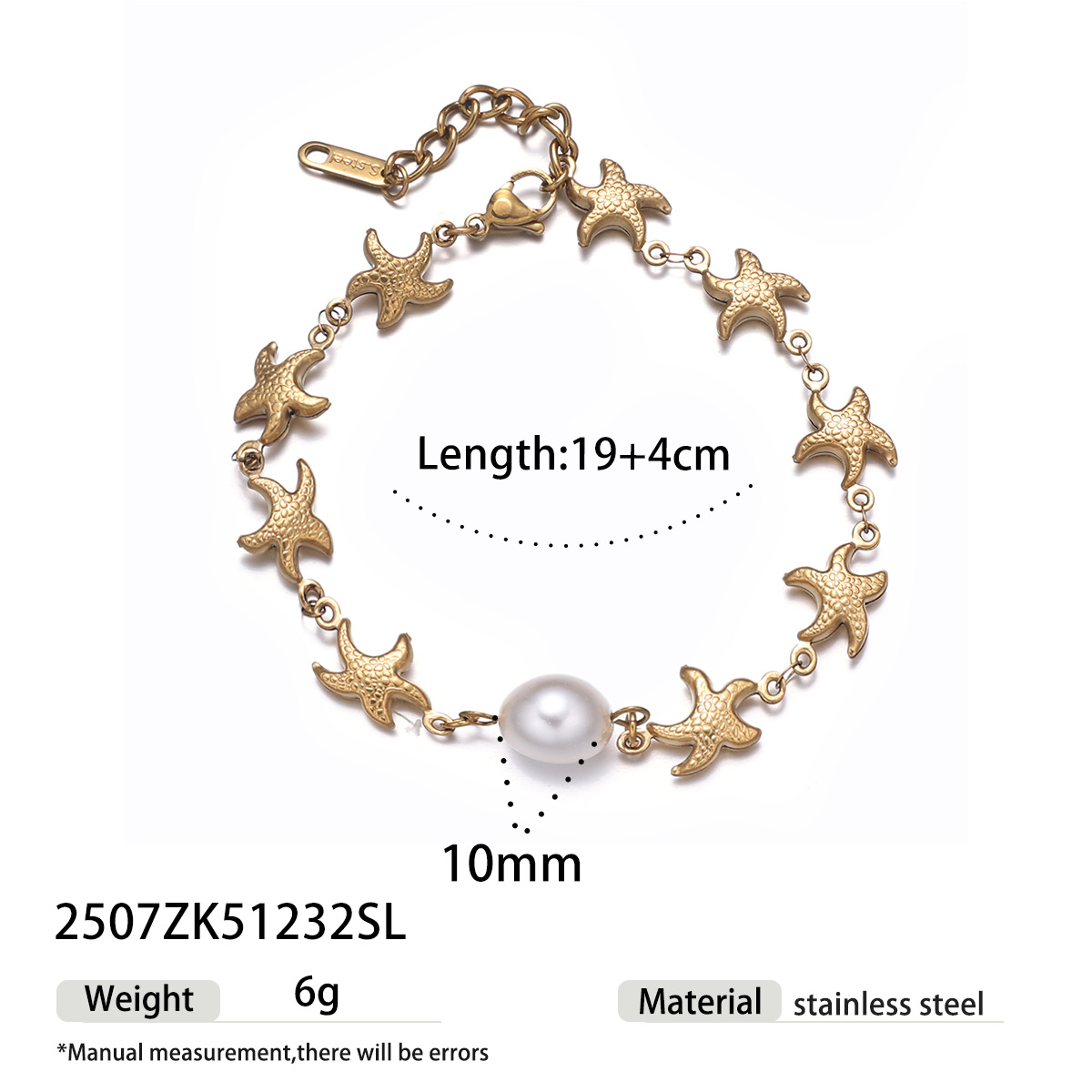 Tina Europa y los Estados Unidos venta transfronteriza pulsera de acero inoxidable ligera lujosa pulsera de estrellas de mar de alta calidad conchas marinas mujeres no desvanecen