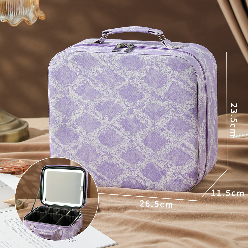 Caja de maquillaje de lámpara LED portátil de alta calidad sensación de viaje bolsa de maquillaje de almacenamiento nueva bolsa de maquillaje de gran capacidad de lujo ligero