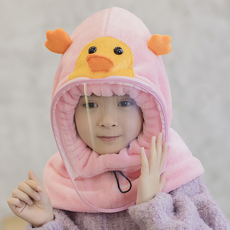 秋冬微博连帽防雾帽保暖围脖连帽宝宝套头帽卡通护耳带面罩防风帽