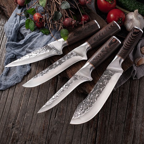 Forged hammer-pattern steel head butchering knife boning knife for slicing meat, skinning, slaughtering pigs and sheep, stainless carbon steel small pointed knife