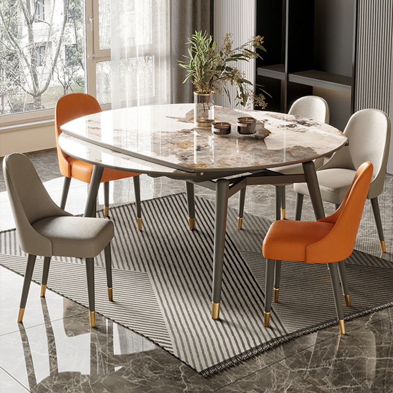 Luz de estilo italiano de lujo Pandora Rock placa mesa de comedor cuadrado retráctil redondo plegable moderno simple pequeño apartamento mesa de comedor y silla