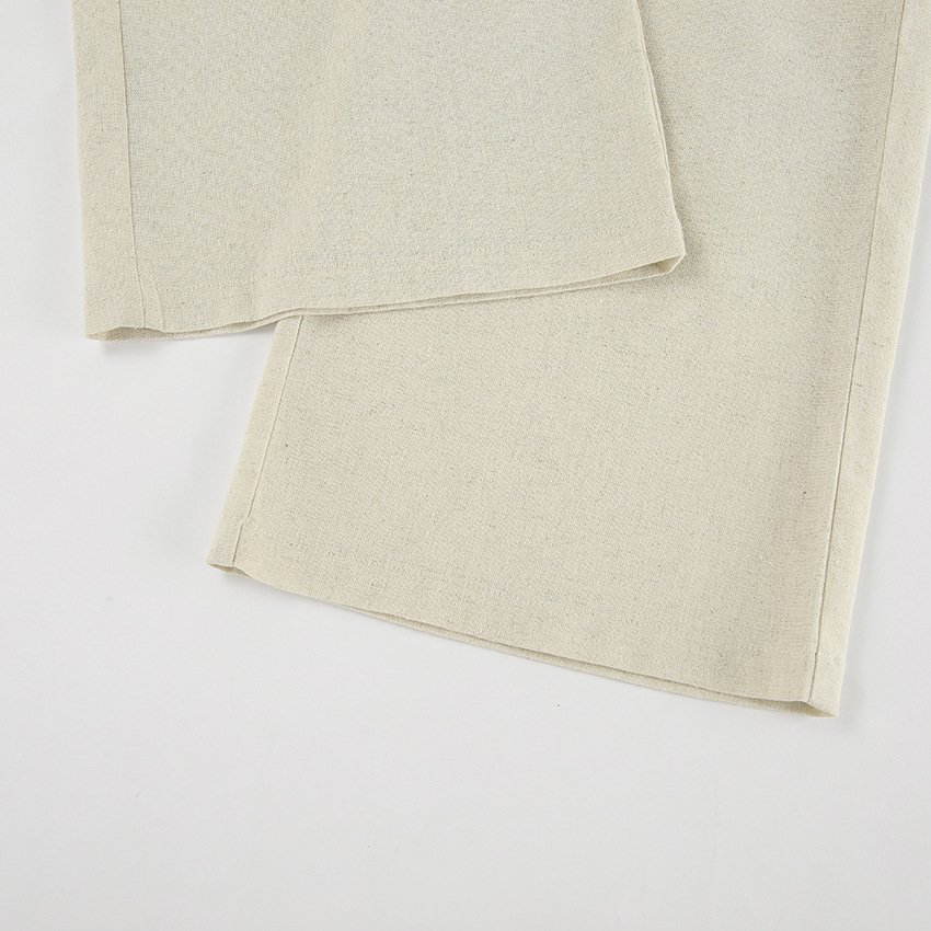 Ropa de mujer Traje casual de moda de verano de algodón y lino de color puro chaleco suelto sexy sin mangas pantalones versátiles traje simple de dos piezas_voghion.com