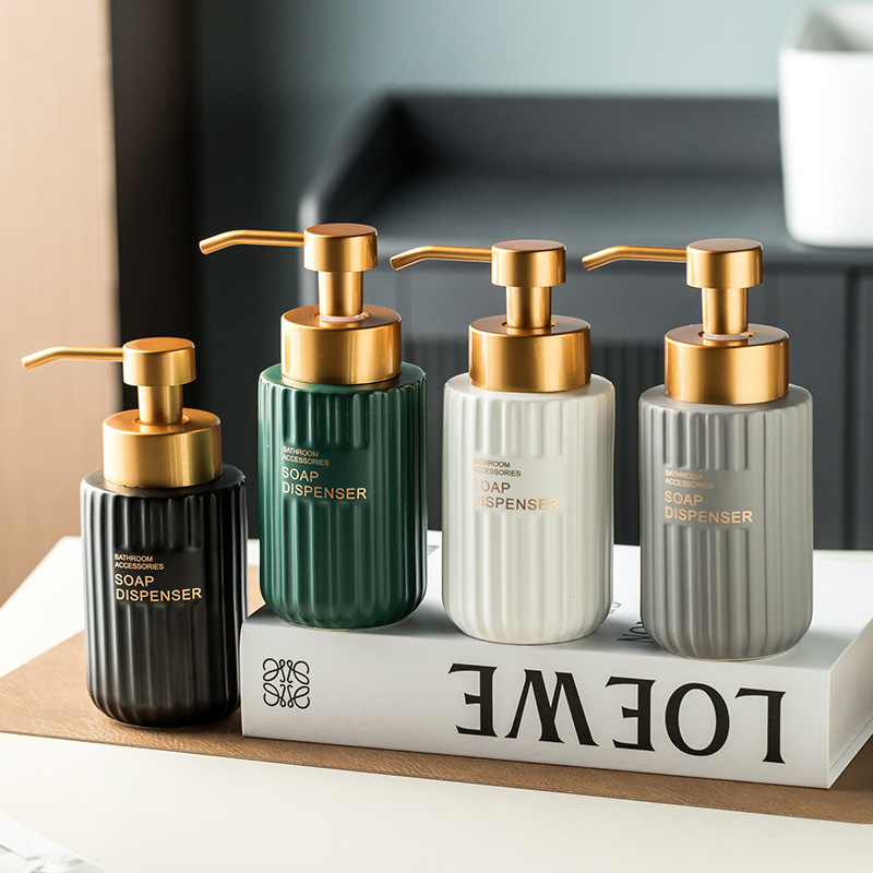 Light Luxury Ceramic Foaming Bottle Shampoo Shower Gel Hand Cleanser Mousse Sub-Bottling Hotel Club Press Sub-Packer Light Luxury Ceramic Foaming Bottle Shampoo Shower Gel Hand Cleanser Mousse Sub-Bottling Hotel Club Press Sub-Packer