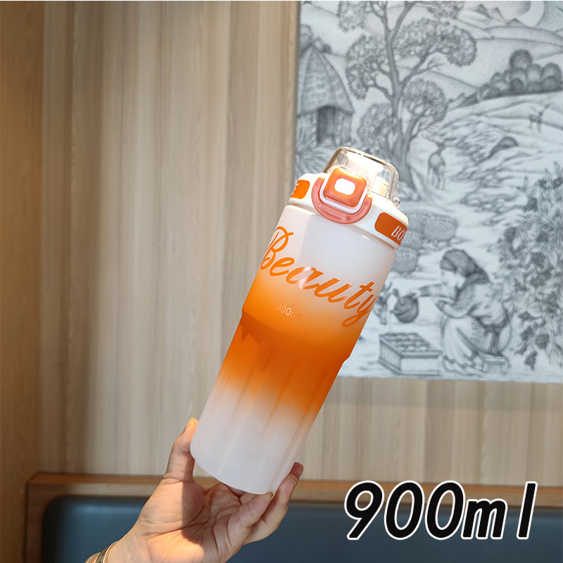 Al por mayor de alto valor visual de doble bebida taza de plástico portátil botella de agua deportiva de color gradiente hervidor de agua 900ml comercio electrónico transfronterizo