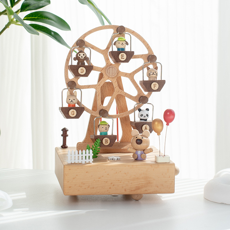 Caja de música de madera giratoria con bailarina de ballet Adorno creativo para el hogar Regalo artesanal de cumpleaños