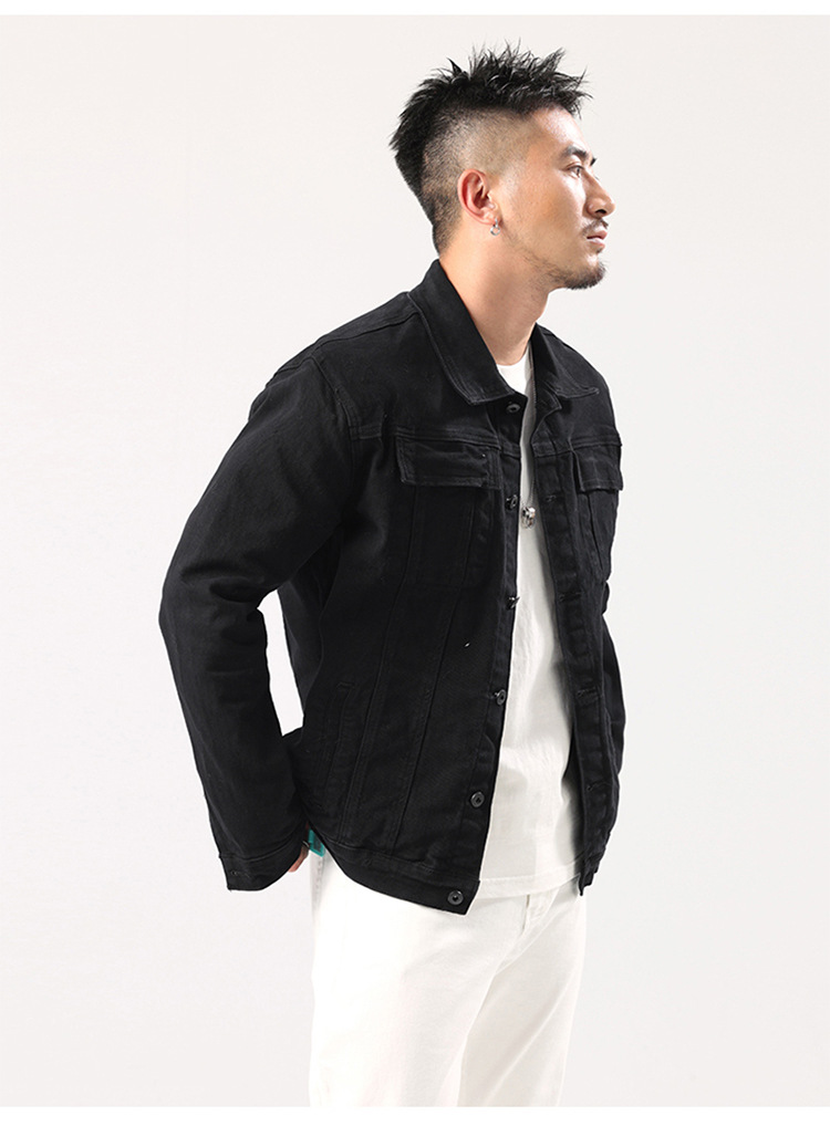 Men's Clothing 2024 new men's jacket autumn solid color simple cotton elastic slim denim jacket men's trend_voghion.com