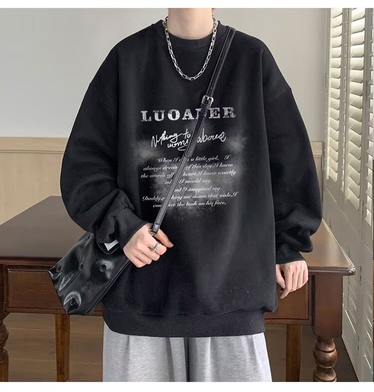 boy Printed Winter Sweatshirt 2024 Spring Autumn Korean New Loose Top Hong Kong Style Trendy Men's Jacket_viptrois.com