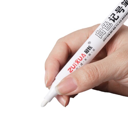 White marker pen, quick-drying, water-resistant, oil-based, non-fading, large-capacity, paint pen, marking, thick tip