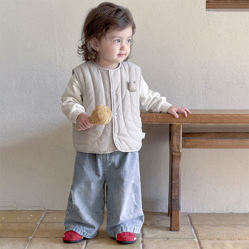 Newborn baby vest, warm down jacket, infant lightweight down vest, autumn and winter outerwear, baby clothing top