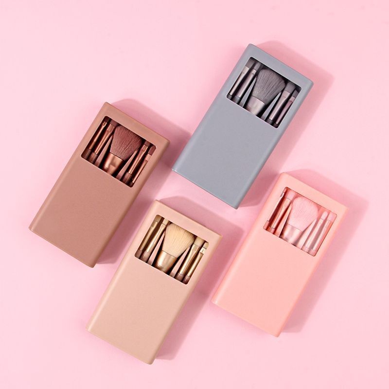 5 cepillo de maquillaje con espejo ventana abierta blush de pelo suave cepillo de pintura de sombra de ojos cepillo portátil caja de espejo herramientas de maquillaje