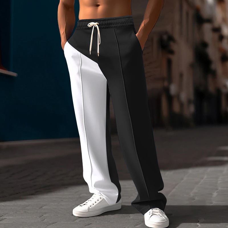 Men's Clothing pants men's spring and summer straight color matching casual oversize versatile pants loose large size trousers_voghion.com