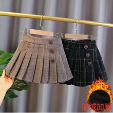 女童半身裙2025秋冬新款洋气儿童百搭格子裙中大童韩版呢子百褶裙