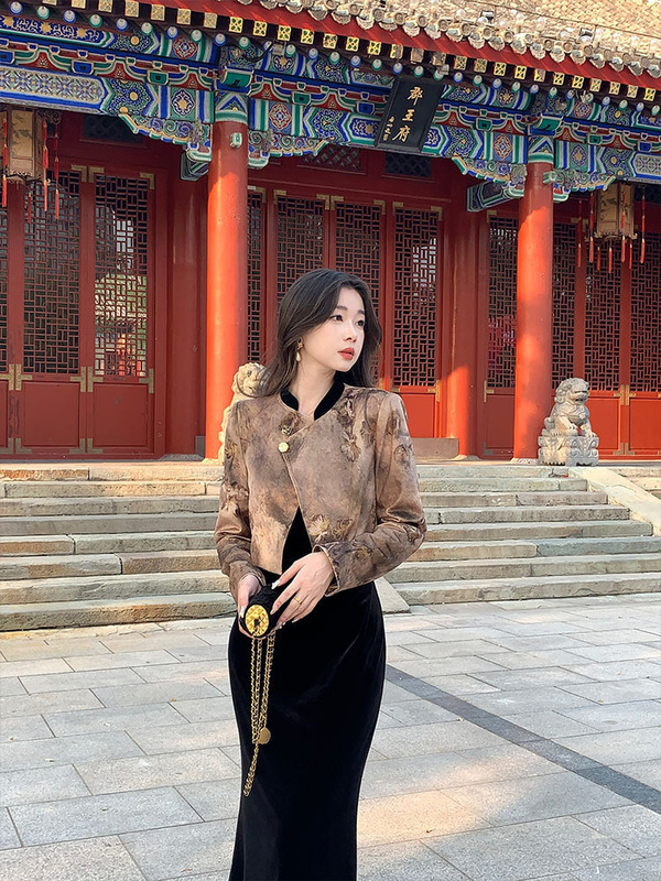 新中式国风EIA一尧【许我耀眼】老钱风复古短外套女秋气质两件套|undefined