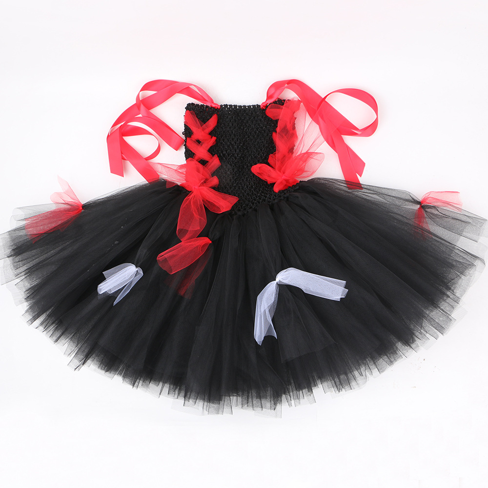 Kids' clothing children's Halloween costumes horror vampire zombie role play tutu skirt girls mesh dress_voghion.com