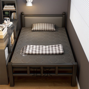 Folding Bed Household Single Bed Simple Lunch Break Crib Portable 1.0m Adult Dormitory Extra Bed Double Hard Plate Iron Gilt