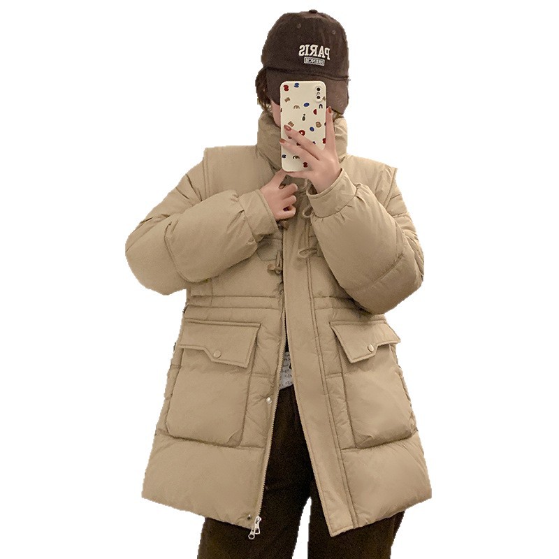 2025 invierno nuevo diseño coreano calentamiento casual engrosado abrigo de cuello naval