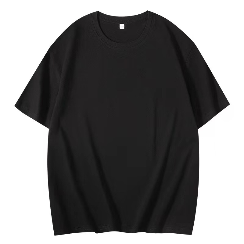 重ポンド新疆精櫛純綿包襟辺純色半袖tシャツ男女夏ゆるい大サイズ丸襟白色カジュアル|undefined