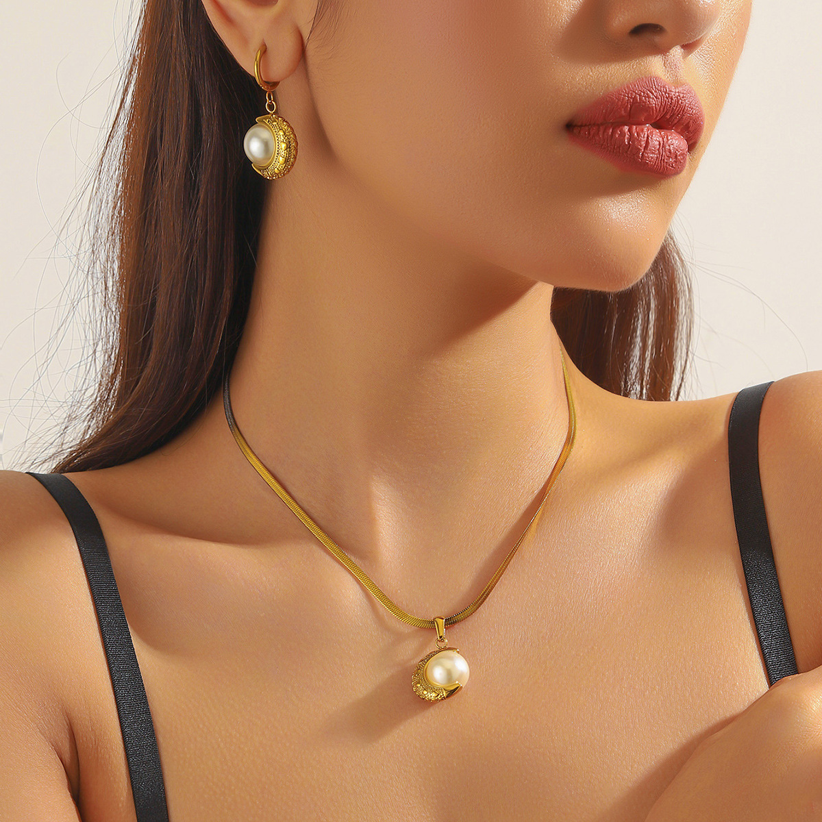 10g Weight Jewelry Set Classification snake chain Chain Type Earrings + Necklace Quantity Holiday, Daily Occasion 304 Stainless Steel Material Geometric, Heart Shape Pattern All Seasons Season Women's Gender Plating Design Vintage Style, Simple Style Style Wholesale Jewelry Vintage Style Simple Style Geometric Heart Shape 304 Stainless Steel Plating Jewelry Set Snake Chain 3