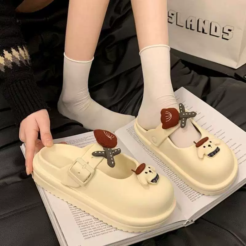 Женские полусапожки Мэри Джейн на толстой подошве, лето 2025, новые мультяшные сабо, нескользящие, как биркенштоки