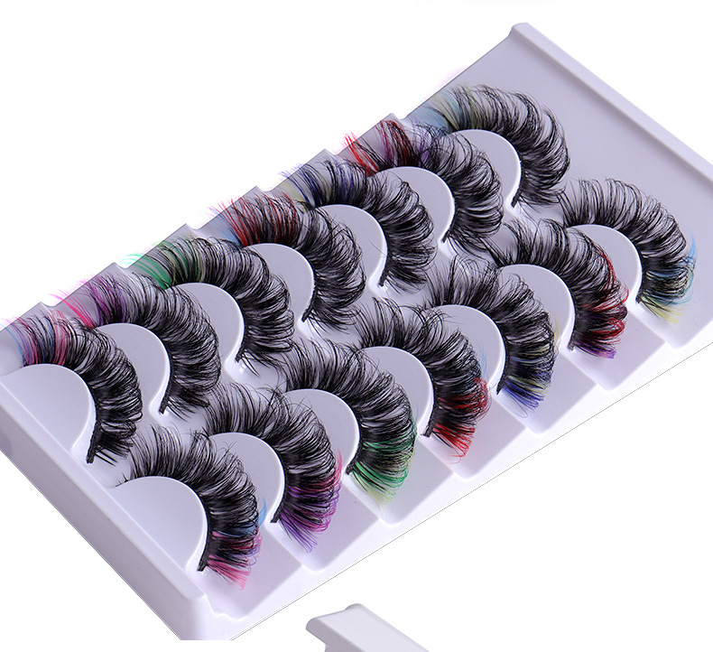50g Weight False Eyelashes Makeup Tools Types 7 Pairs Quantity Imitation Mink Material Multicolor Pattern Fashion Style Popular High Imitation Mink Hair Color Thick Curl False Eyelashes 9