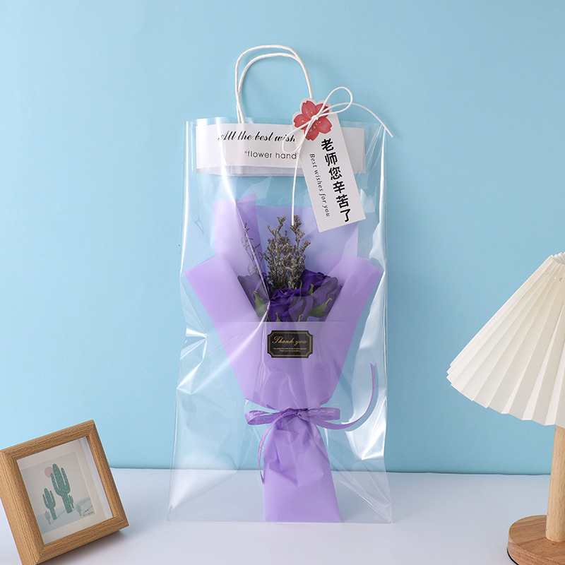 Regalos del día del maestro, flores de girasol, flores de jabón, regalos de vacaciones para maestros y maestros con tarjetas de felicitación al por mayor