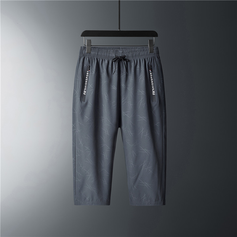 Hombres más tamaño verano transpirable ligero hielo seda recortada pantalones juventud ocio al aire libre fresco aire acondicionado pantalones stretch shorts