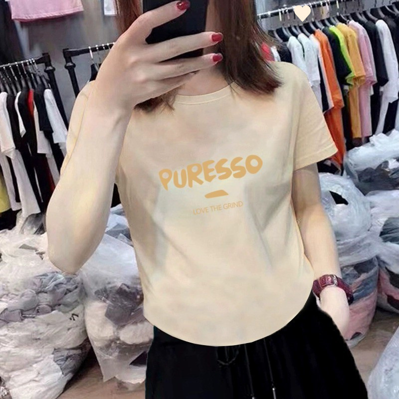 95コットンショートイレギュラーショルダー半袖Tシャツレディーススリムタイトアメリカンホットガールトップイントレンディ痩身ボディ|undefined