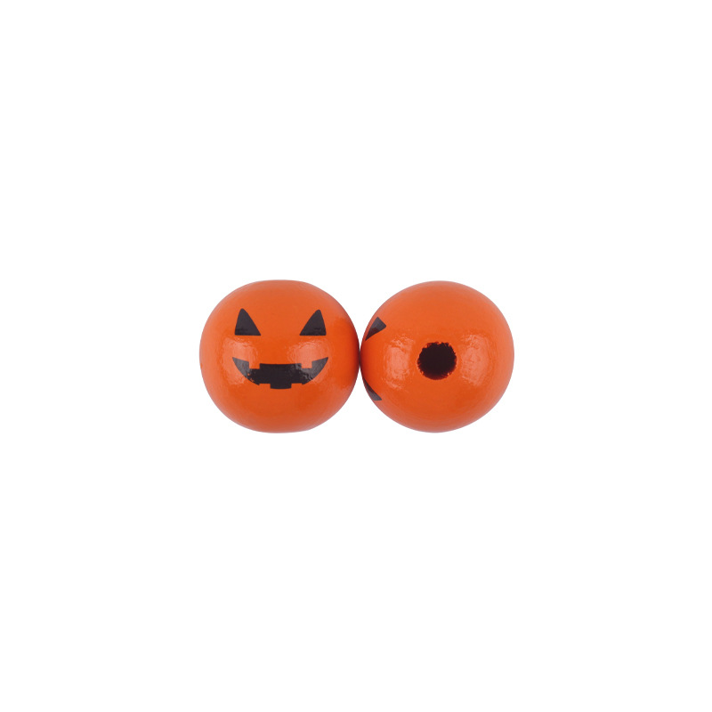 20mm Halloween impresión en color de cuentas madera creativa DIY joyería bebé chupete cadena mordedor pulsera pequeños accesorios