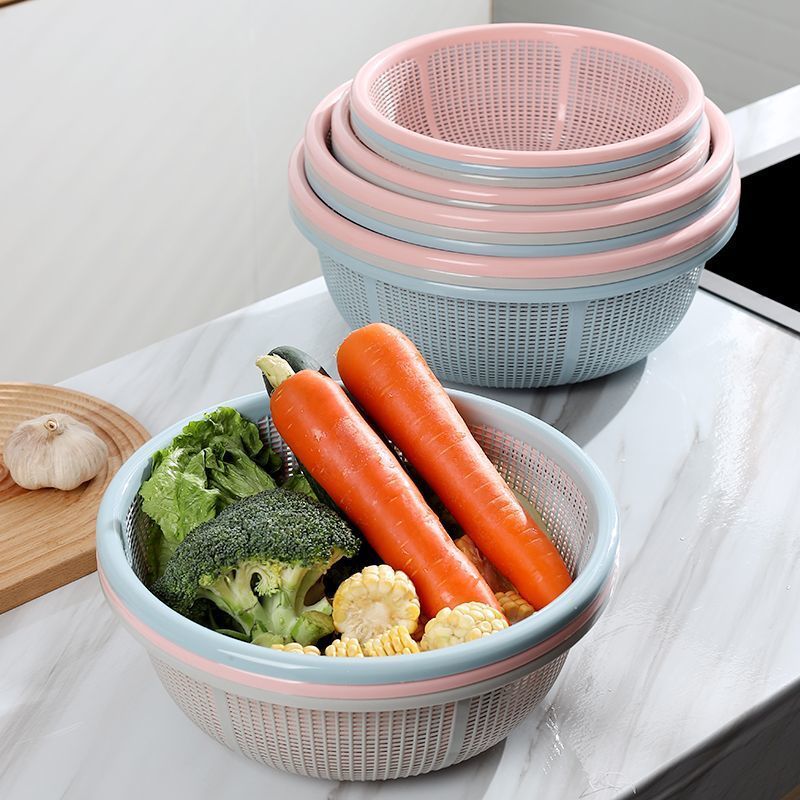 プラスチック排水バスケット、家庭用極細極厚キッチン米洗いふるい、果物野菜洗いバスケット|undefined