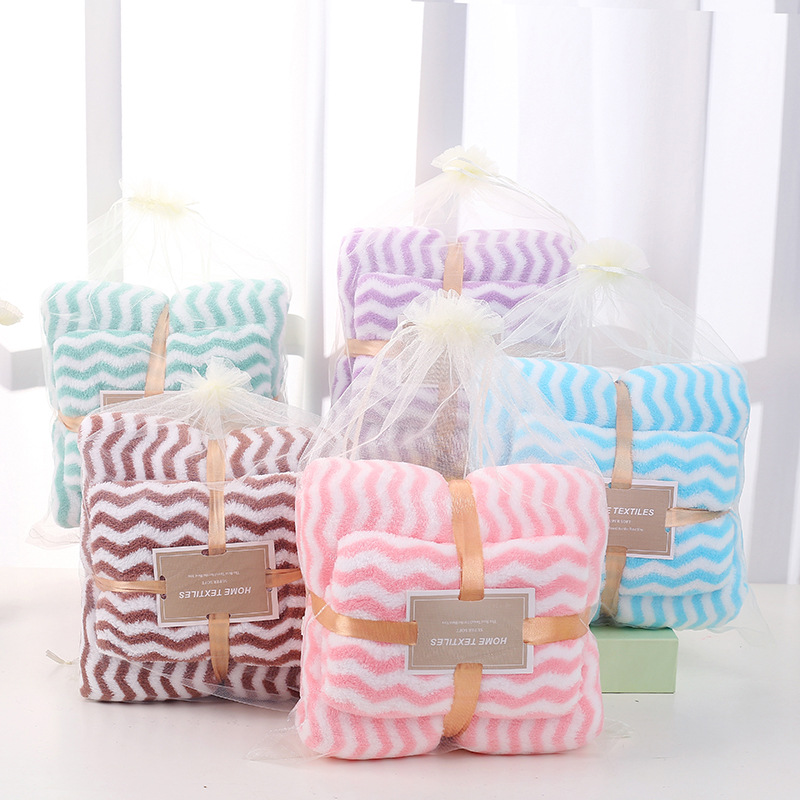 Manufacturer wholesale towel and bath towel set, absorbent and non-shedding coral velvet towel and bath towel set, can be shipped on behalf of