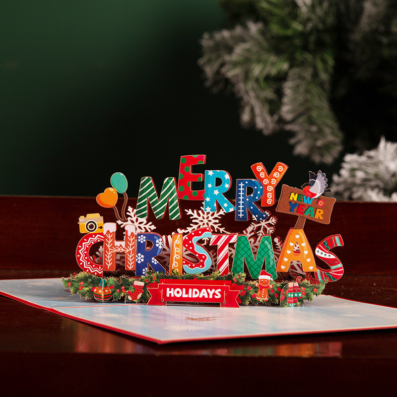 アマゾン創意3d立体グリーティングカードクリスマス祝日祝福カード手作り紙彫刻カラフルクリスマス純字|undefined